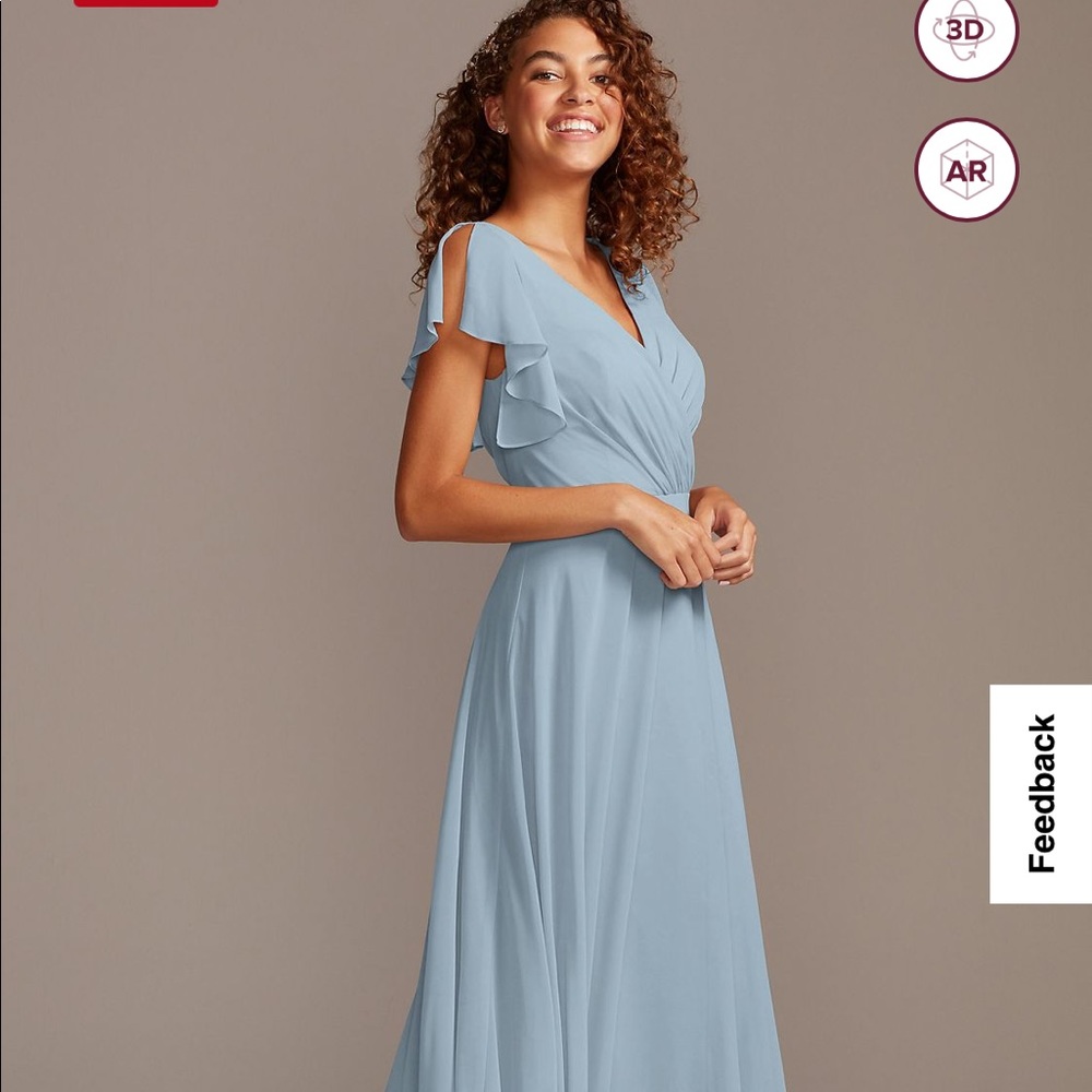 DAVIDS BRIDAL- FLUTTER SLEEVE FULL SKIRT BRIDESMAID DRESS